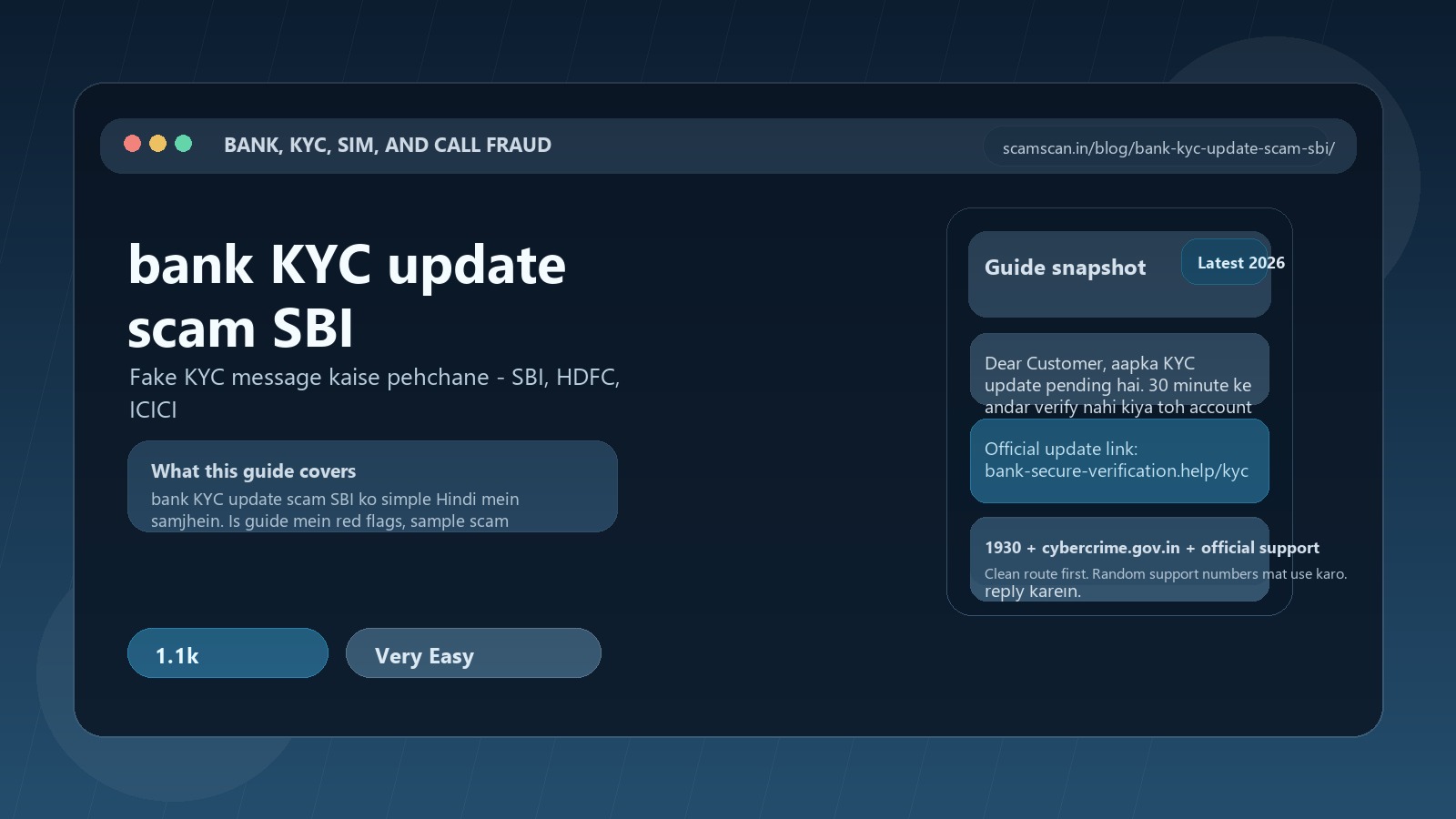 bank KYC update scam SBI - Fake KYC message kaise pehchane - SBI, HDFC, ICICI cover image
